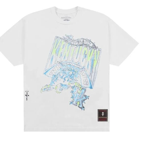 Cactus Jack Travis Scott x Mitchell & Ness University Of Kentucky Handdrawn Tee - Picture 1 of 4